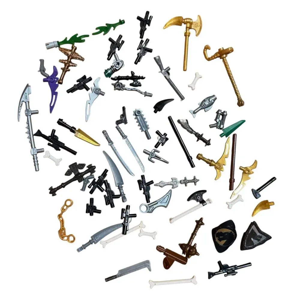 Lego Weapons Lot - Swords Guns Staffs Shields Clubs Axes